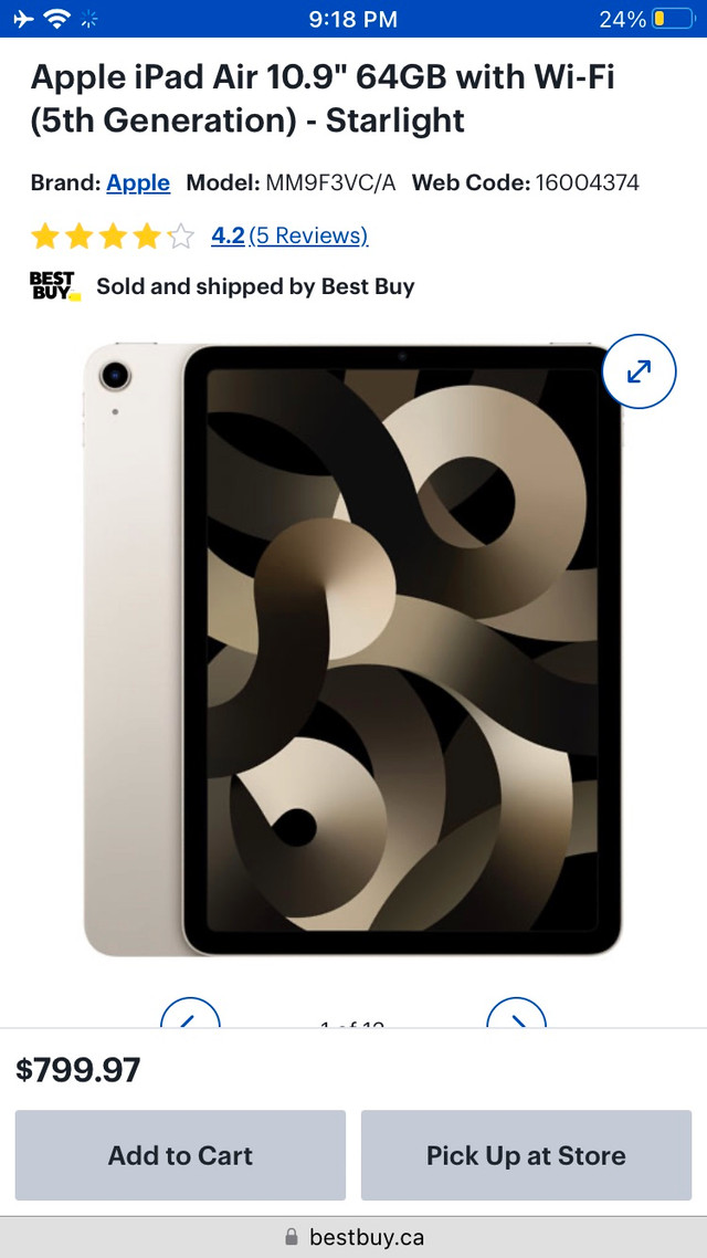 Apple iPad Air 10.9" 64GB Wi-Fi (5th Generation) - Starlight in iPads & Tablets in Windsor Region - Image 4