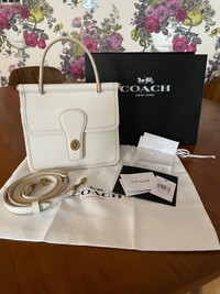 New COACH Limited Edition Willis Top Handle Handbag 18 in Chalk 