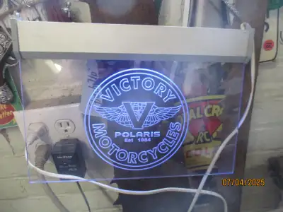 1980s POLARIS VICTORY MOTORCYCLE PLASTIC LIGHT UP SIGN $40, View more