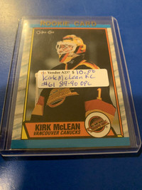 KIRK McLEAN 1989-90 ROOKIE Lot of 2 OPC #61 Vancouver Canucks