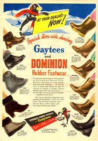 Large 1951 vintage magazine ad for Dominion Rubber Overshoes
