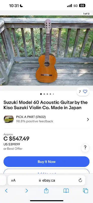Beautiful collectors Suzuki guitar with stand, belt and hard case.. sells for over $500 for guitar a...
