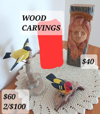 WOOD CARVED Sculptures: BIRDS, WOOD SPIRIT:   WESTERN TANAGER, s