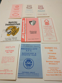 Nine 1980s-1990s English football fixtures/schedules