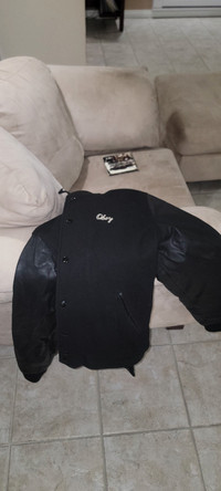 Obey varsity style jacket with hood 80$ obo