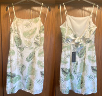 Women's Dynamite Summer Dress - (white/ green palm leaves) NEW