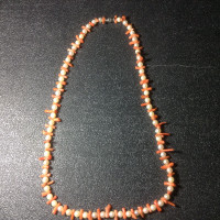 Antique Vintage Natural Color Coral And Genuine Pearl Necklace 1