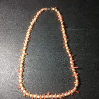 Antique Vintage Natural Color Coral And Genuine Pearl Necklace 1