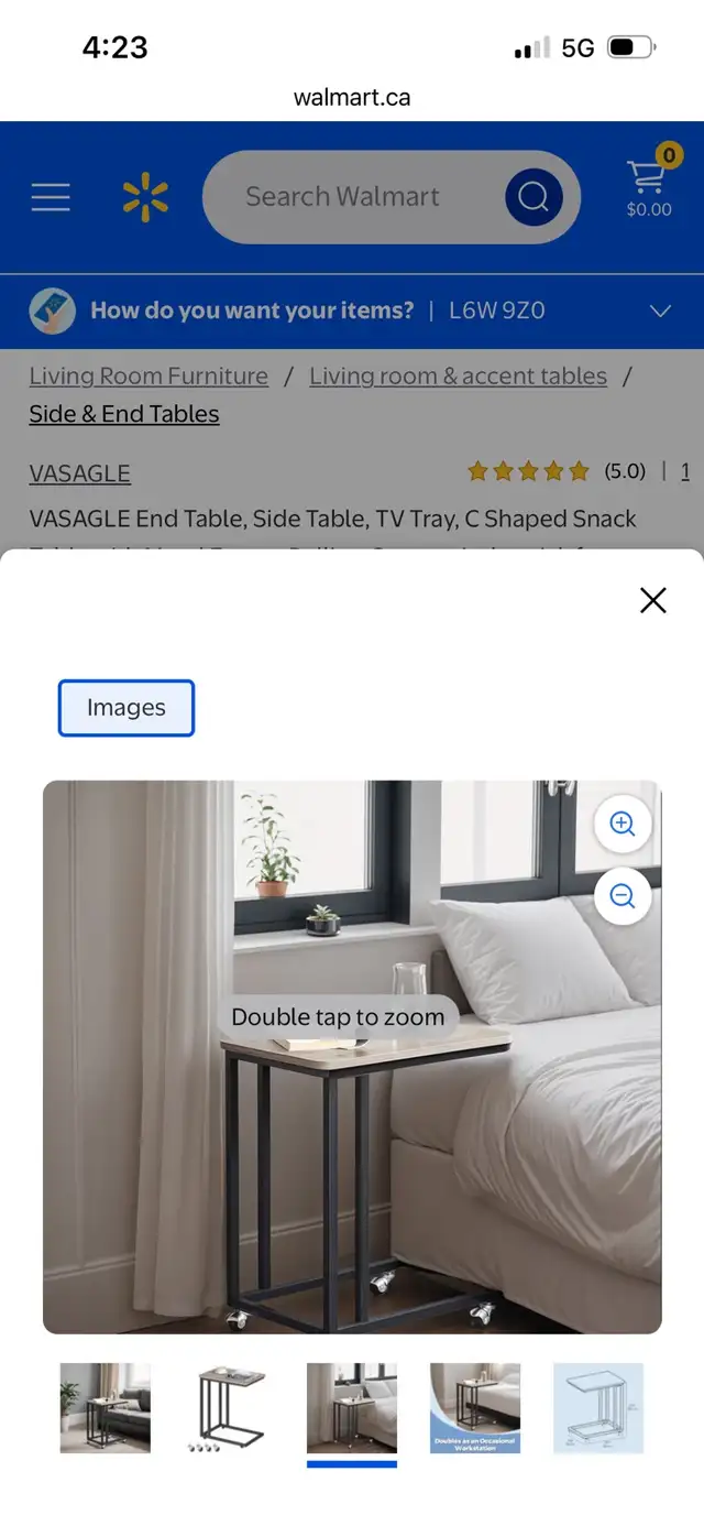 New VASAGLE End Table, Side Table, TV Tray, C Shaped Snack Table in Other Tables in Mississauga / Peel Region - Image 4