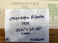 * Chipewyan Alberta and region linen bound map, 1929, vintage