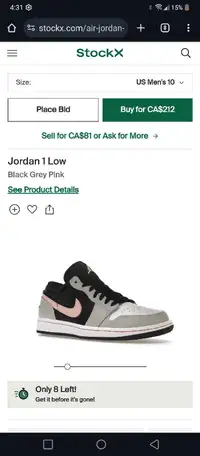 Nike Air Jordan low 1's size 10 130$