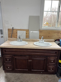 Sink and vanity with taps