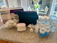 Avent double breast pump, bottles and accessories 