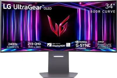 Moniteur OLED 34'' POUCE 34GS95QE-B Incurvé 3440x1440 240Hz 0,03ms G-Sync 21:9 UltraGear LG ------ V...