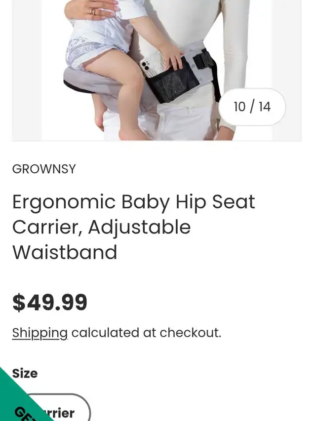 New - Grownsy Hip Baby Carrier in Strollers, Carriers & Car Seats in Oakville / Halton Region - Image 5
