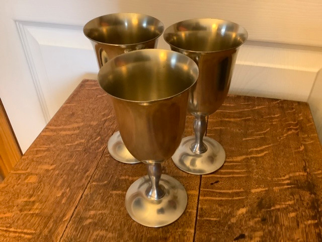 Vintage Set of Three Metawa Holland Real Pewter 94% Goblets in Arts & Collectibles in Belleville - Image 3