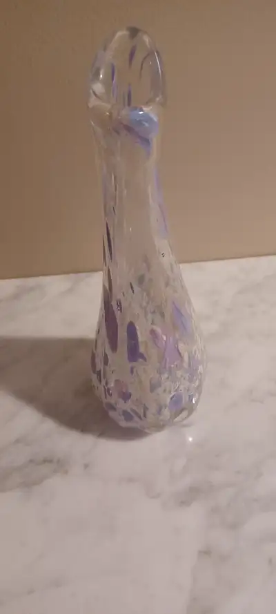 Hand-blown Murano Art Style Glass Vase Organic Shape 11"H x 3.5", View more