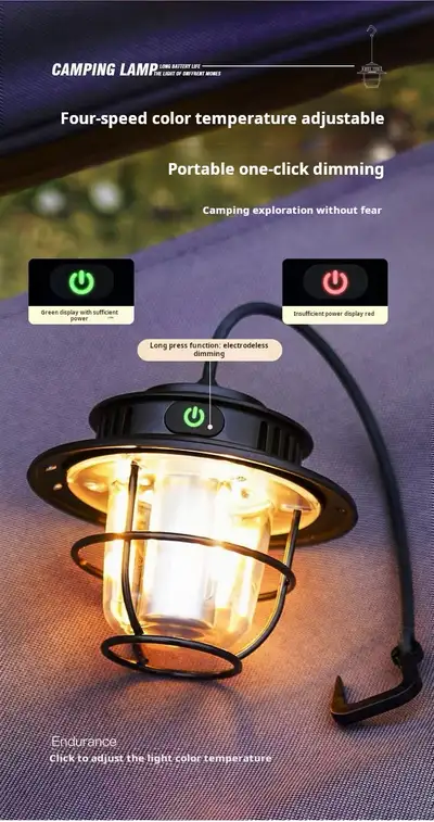 LED Camping Lamp Retro Hanging Lamp Portable Dimming.       New!, View more
