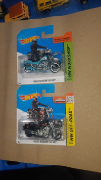 Harley-Davidson Fat Boy Hot Wheels 2014 short card lot of 2