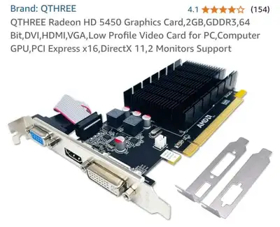 Radeon HD 5450 Graphics Card 2GB DDR3 - 64 Bit - DVI + HDMI +, View more