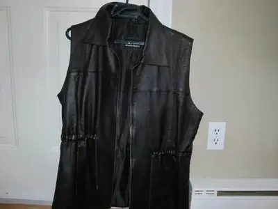 woman leather vest black size large, View more