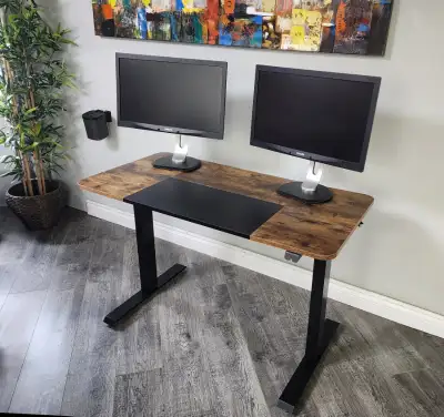 Boost 47" Wide Motorized Height Adjustable Desk with Rustic Top, View more