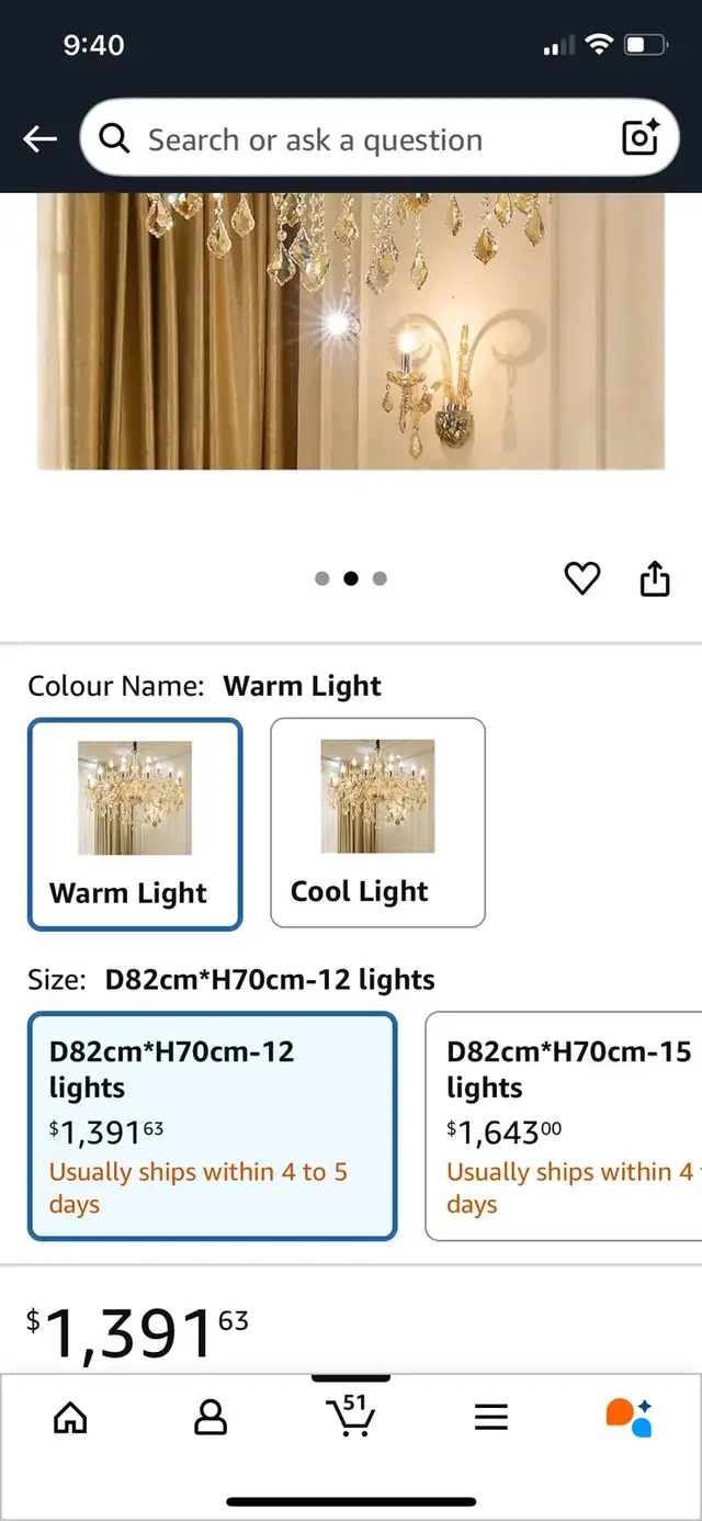 LED Modern Chandelier Lamp, Crystal Chandeliers in Indoor Lighting & Fans in Cambridge - Image 3