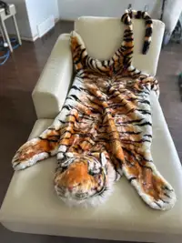  Faux fur tiger rug, decor, 