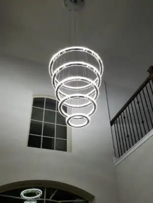 5 RING INTEGRATED LED MODERN CRYSTAL PENDANT CHANDELIER - NEW in Indoor Lighting & Fans in City of Montréal - Image 3