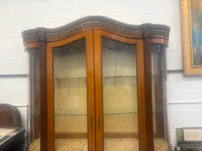 Elegant Vintage Curved Glass Display Cabinet / Curio Cabinet, View more