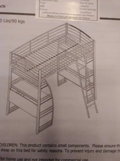 FREE loft bed with desk and shelves, View more