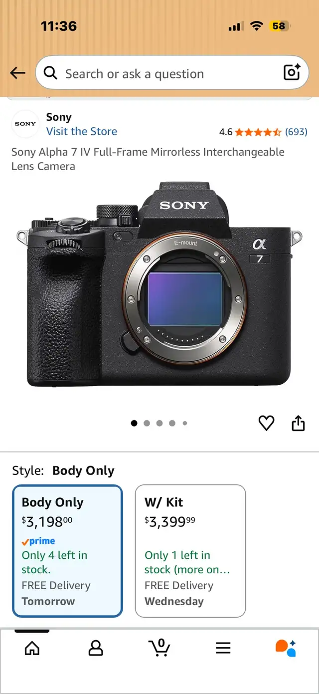 Sony A7 IV camera mirrorless body only