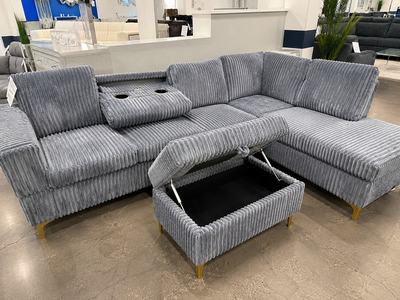 Brand  New Corduroy Sectional Sofa with Storage Ottoman, View more