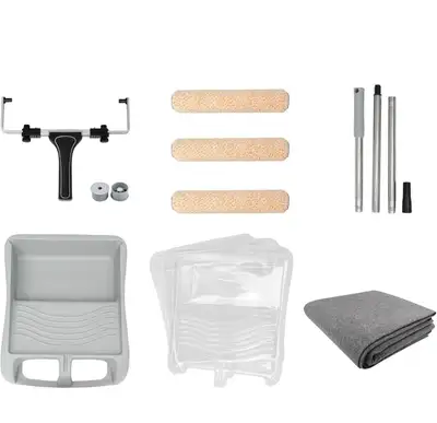 ROLLINGDOG Paint Roller Kit - 12 Inch Paint Rollers Tray with 3PC Tray Lniers, Stainless Steel Exten...