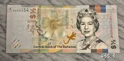 ½ dollar 2019 Incirculé. Bahamas 50 cents, uncirculated banknote, View more