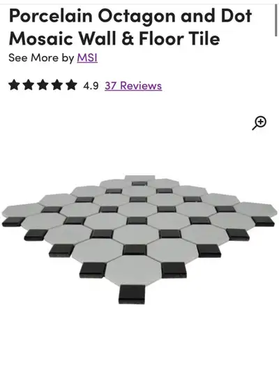 Retro bianco black and white 12 in x 12 in tile, View more