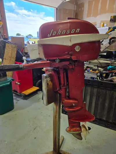 1956 Johnson outboard in Remarkable and Original condition. This motor was stored for approximately...