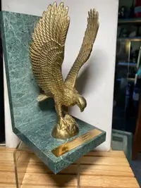 Vintage Metal Eagle Figurine and Inscriptions