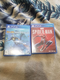 Spiderman and Subnautica PS4 Disc Video Games 