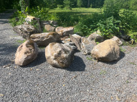 Decorative moss covered landscape boulders and rocks 