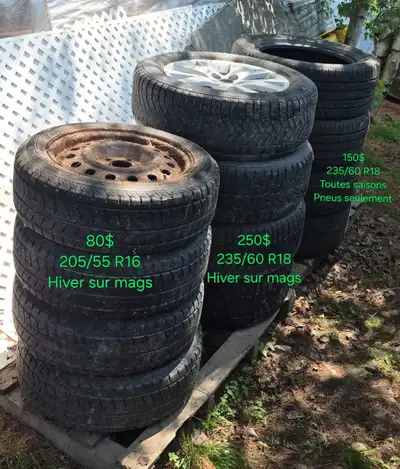 Plusieurs pneus à vendre De Saint-Jude *Les 3 sets ont 1 an d'usure chaqu'un* Pas plus de photos dés...