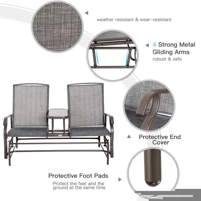 Patio Glider Rocking Chair 2 Person Outdoor Loveseat Rocker Gard in Patio & Garden Furniture in Markham / York Region - Image 7