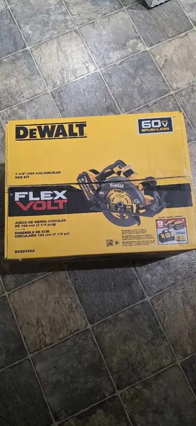 Dewalt 60v saw/w 2-9a.h. batteries and fast charger. B.N.I.B., View more