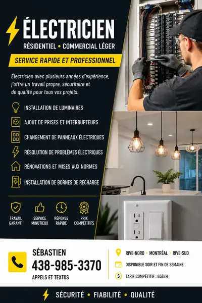 Électricien résidentiel | Service rapide | Rive-Nord, Montréal, View more