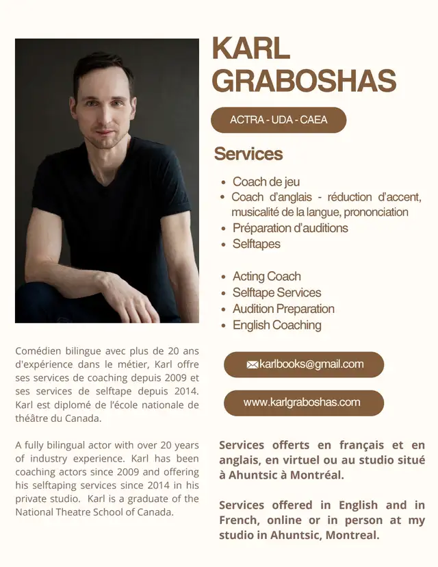 Private English Lessons with a Bilingual Actor/English Coach