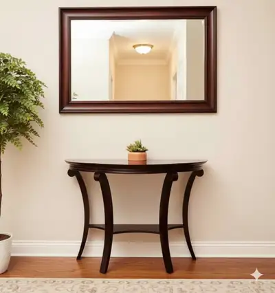 Solid Wood Half-Moon Hallway Table (Delivery Available), View more