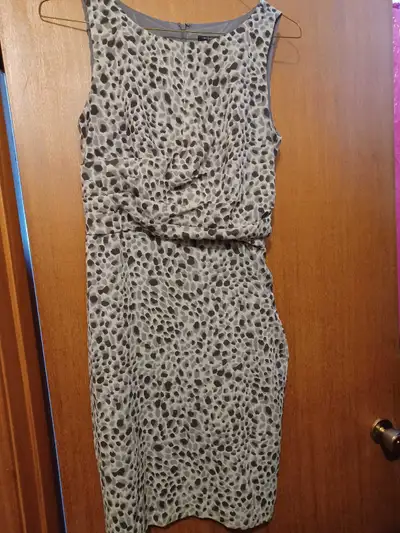 Ladies size 8 sleeveless dress. Ann Taylor. Grey and black design. Fitted waist. Zipper up the back....