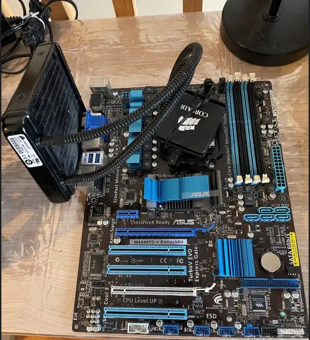 AMD 6 core 3.2GHz CPU + Asus Mainboard +8GB RAM + water cooler62854392783617124