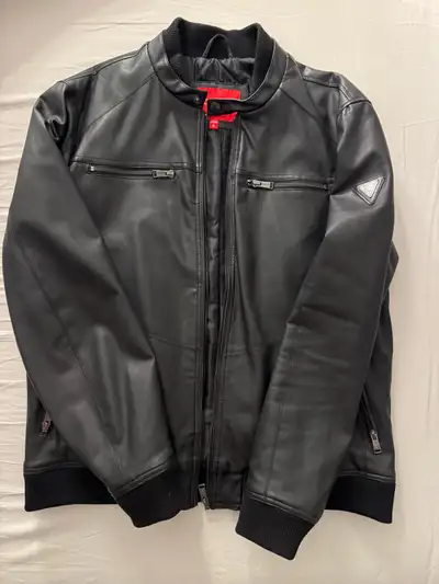 Men’s Guess Faux Leather Bomber Jacket, View more