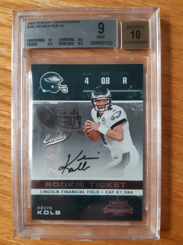 BGS 9 KEVIN KOLB 2007 Contenders RC Rookie Ticket Auto EAGLES MT in Arts & Collectibles in St. Catharines - Image 2